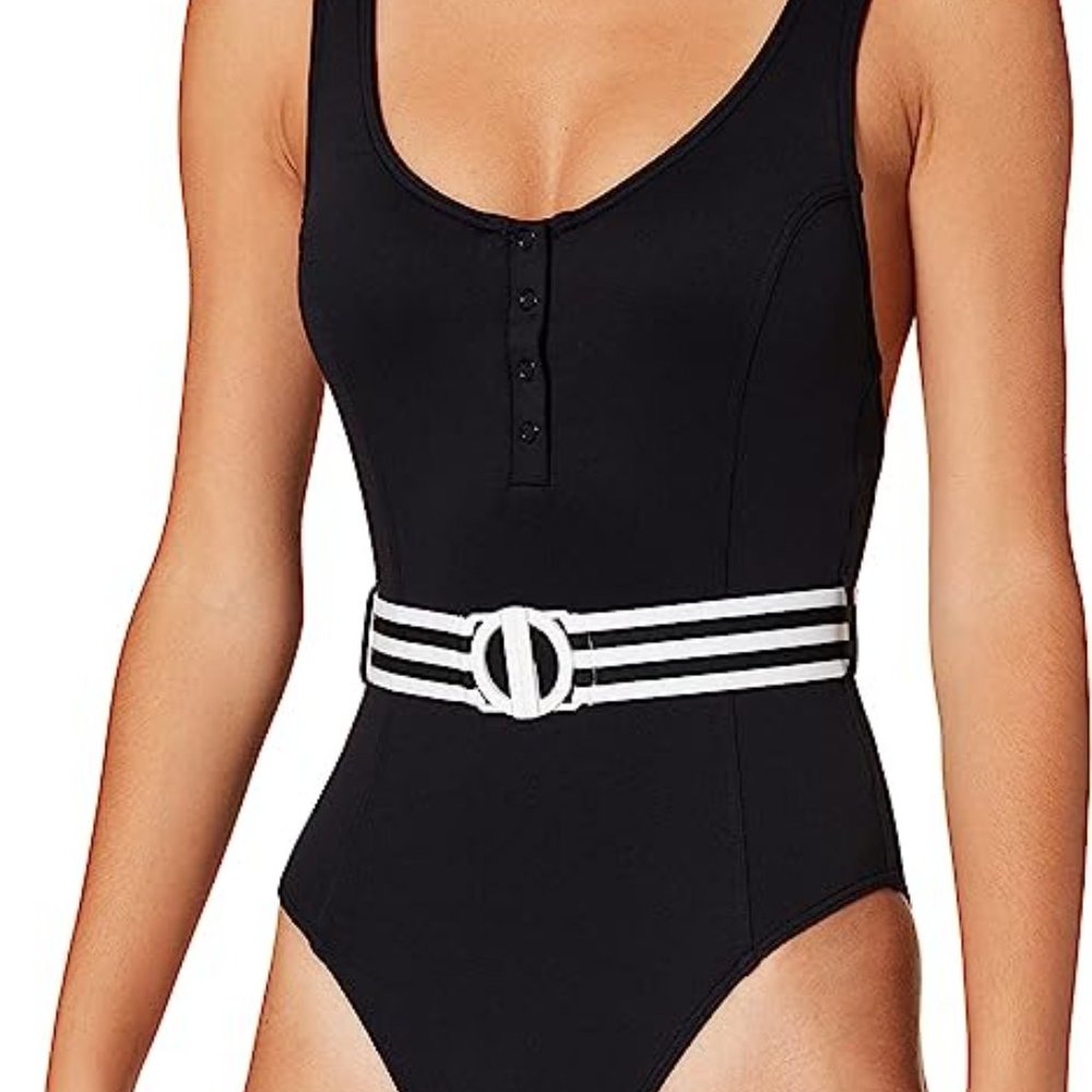 Belted One Piece DD Tank Maillot Seafolly Size 14